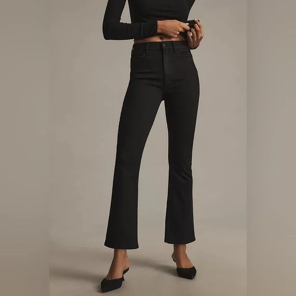 NWT! Anthropologie MOTHER The Hustler High-Rise Ankle Jeans in Black- 23 PETITE🏈 - Picture 2 of 6
